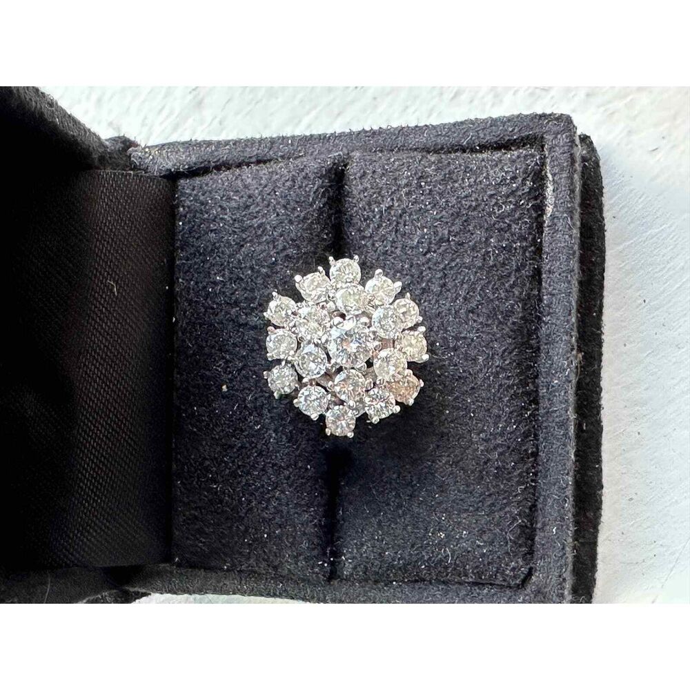 Vintage diamond and 14k white gold cocktail ring